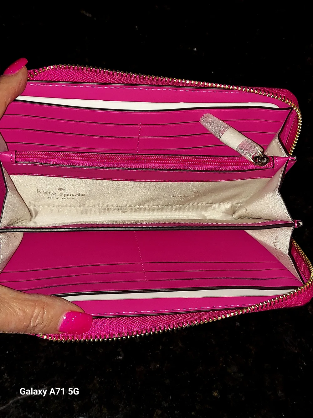 NWT Kate Spade Bright Pink Saffiano PVC Lg Continental Zip Wallet #KB541 Dana